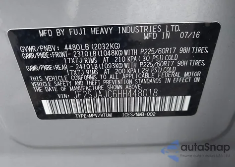 2017 Subaru Forester 2.5I Limited z USA, uszkodzony, nr VIN JF2SJAJC6HH448018